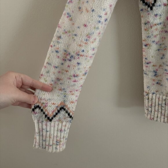 LOFT Women XS Colorful Flecked Fair Isle Knit Mock Neck Pullover Sweater - Picture 6 of 10